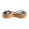 Pet Feeder, Wood & Metal, Double Diner