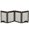4- Panel Freestanding Pet Gate ,Wooden with Support Feet -Brown