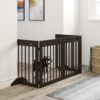 4- Panel Freestanding Pet Gate ,Wooden with Support Feet -Brown - Image 2