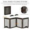 4- Panel Freestanding Pet Gate ,Wooden with Support Feet -Brown - Image 4