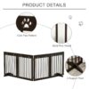 4- Panel Freestanding Pet Gate ,Wooden with Support Feet -Brown - Image 6