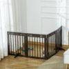 4- Panel Freestanding Pet Gate ,Wooden with Support Feet -Brown - Image 7