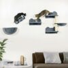 Cat Tree , Wall Mounted, Shelves , 4PCS - Grey