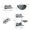Cat Tree , Wall Mounted, Shelves , 4PCS - Grey - Image 2