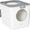 Litter Box, Enclosed w/ Front Entrance, Top exit, Scoop- White