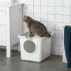 Litter Box, Enclosed w/ Front Entrance, Top exit, Scoop- White - Image 2