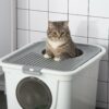 Litter Box, Enclosed w/ Front Entrance, Top exit, Scoop- White - Image 8