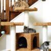 Cat Tree, Multi-Level , 74"H- Ochre Brown - Image 2